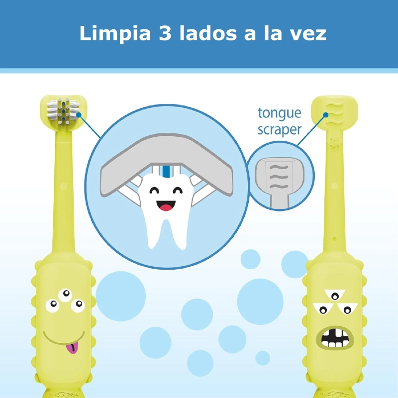 Cepillo De Dientes para Bebés Y Niños 1-4 Años Monster Verde Claro Dr. Brown's